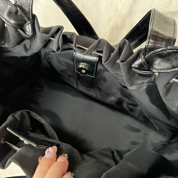 NWOT Vintage Y2K Black Nylon Slouch Big Size Handbag Purse Shoulder bag - Picture 10 of 13